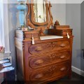 F53. Victorian mahogany marble top dresser with mirror. 